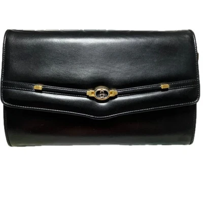 GUCCI shoulder second 2 way bag super beautiful genuine leather color black shou - Image 1 of 4