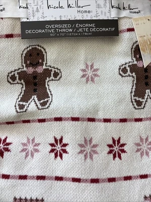 Nicole Miller Gingerbread Man Snowflake House Soft Cozy Throw 50 X 70 Viral HTF - Image 1 of 4
