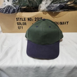 Vintage Blank Hat Cap Toppers 90s Forest Green & Navy adjustable New 24/box - Picture 1 of 5