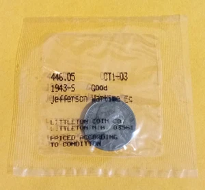 1943-S Jefferson Wartime Nickel Littleton Coin CT1-03 - Good - Sealed in Package - Imagen 1 de 2