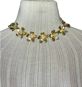 Collana girocollo vintage anni 90 Y2K grossa 3D margherita strass RR1658 - Foto 1 di 4