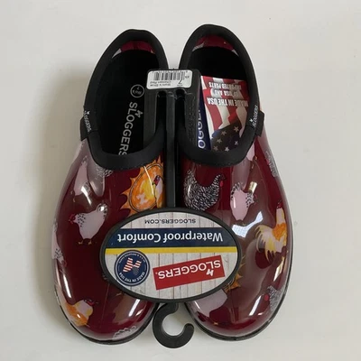 Sloggers Waterproof Garden Shoes Clogs Womens 7 Chicken Red Outdoor Rain Comfort - Image 1 of 4