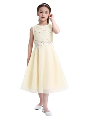Kids Girls Ball Gown Prom Wedding Bridesmaid Maxi Party Formal Maxi Tutu Dress - Image 1 of 4