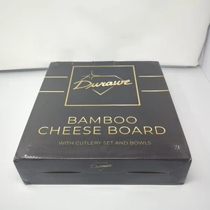 Durawe 19-Pc Bamboo Cheese Board & Knife Set w/ Slate, Bowls & Wine Opener - New - Picture 1 of 10