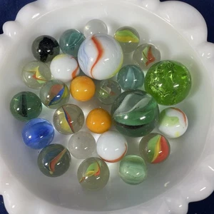 Vintage Glasmurmeln Konvolut Sammlerstück Wirbel mehrfarbig verschieden 25 Lot - Bild 1 von 7