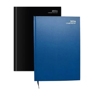 2026 Diary A5 Hardback 2 Pages Per Day Diary Casebound Classic Office Desk Diary - Picture 1 of 15