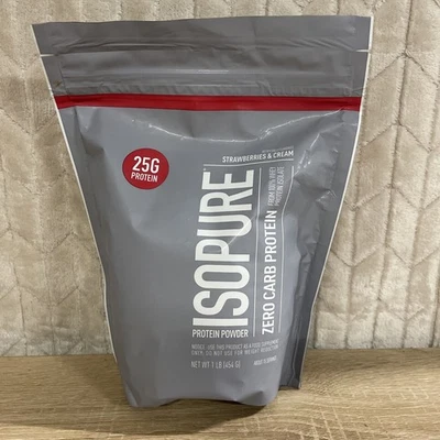 	Fresas y crema aisladas de suero Isopure Zero Carb 1 lb 15 porciones	 Foto 1 de 4