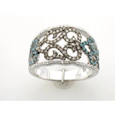 Anillo de cóctel Le Vian de oro blanco de 14 quilates 0,84 quilates Diamante blanco y azul hielo talla 7 Foto 1 de 4