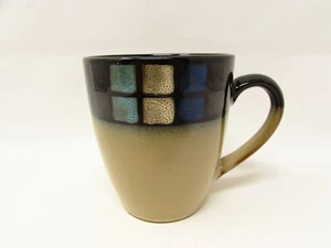 Granville by Jaclyn Smith Blue, Black, Sand, Geometric Block Rim Mug B101 - Picture 1 of 2
