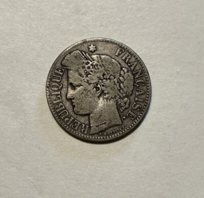 France - 1871-K Silver 2 Francs - Scarce - Image 1 of 2