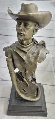 Buffalo Bill Bronze Metal Bust Statue Sculpture Western Signed Original 13" x 6" - Image 1 of 4