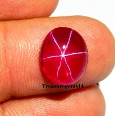 7.00 CT NATURAL RUBY STAR SAPPHIRE 6 BUDS OVAL CABOCHON RING SIZE LOOSE GEMSTONE - Image 1 of 3