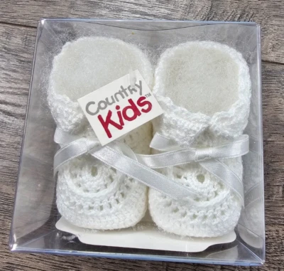 Ropa de bebé niño nuevos botines de punto de ganchillo blanco 0-6 meses Foto 1 de 2