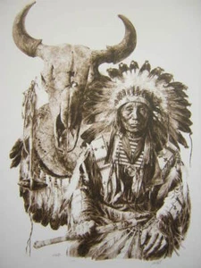 Paul Calle Sioux Chief Indian Limited Edition Art Print Signed - Picture 1 of 1
