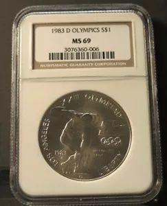 1983-D Los Angeles Olympics Commemorative Silver Dollar NGC MS-69 - Picture 1 of 1