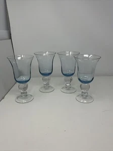 Vintage Set Of 4 Lenox Colore Blue Provencial Water Goblets EUC - Picture 1 of 5