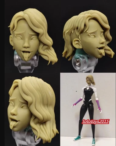 1:12 Spider-Gwen Stacy Tongue out Head Sculpt Fit 6'' Female Action Figure Body Cover