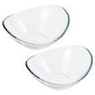 2pcs Clear Glass Sauce Bowls with Tray for Condiments and Seasonings