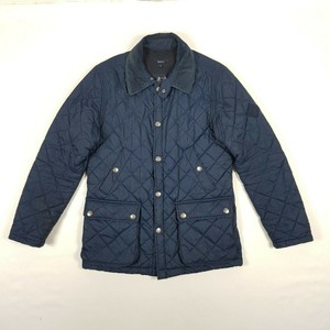GANT THE QUILTER Mens Field Jacket M Navy Blue Snap Closure Pocket Corduroy Trim