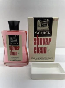 SCHICK SHAVER CLEAN 1970's bottle & box And Dip Tray for electric shaver ga4 - Picture 1 of 8