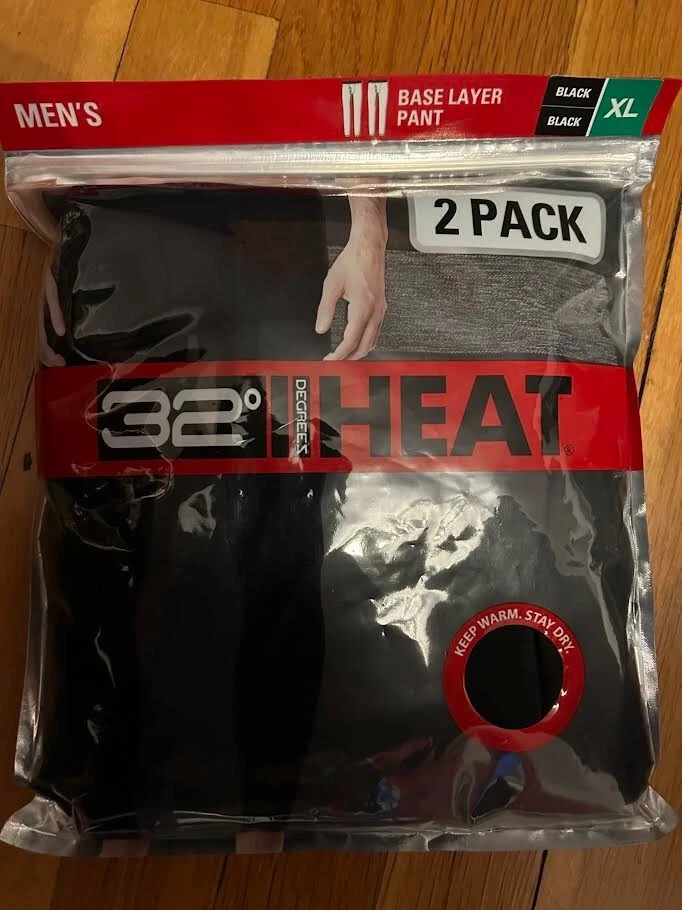 32 Degrees Heat Men's Base Layer Thermal Pant Black Size XL
