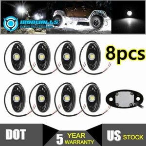 Luces LED blancas de roca de 8 piezas para Jeep todoterreno barco camión UTV ATV luz debajo de la carrocería - Imagen 1 de 12