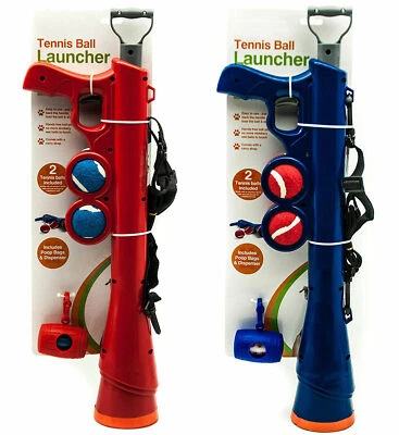 Gun Dog Ball Launcher 60cm Long Thrower with Strap, Poo Bags & 2 Tennis Balls