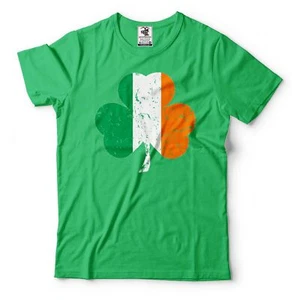 Irish Clover Shamrock T-Shirt Ireland Patriotic Flag T Shirt Saint Patricks Tee - Picture 1 of 8