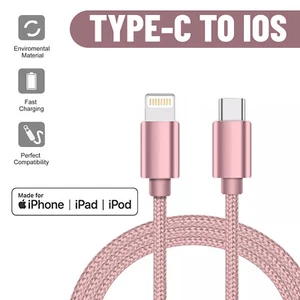 Heavy Duty Braided Long USB-C Fast Charger Cable Lead For iPhone 14 13 12 11 X 8 - Picture 1 of 19