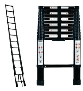Portable Telescopic Ladder Black 3.8m Carry Bag Aluminium Extension RV Caravan - Bild 1 von 4