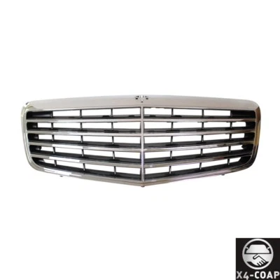 New Front Grille For Mercedes-Benz E550 E350 07-09 Chrome Shell With Gray Insert Foto 1 de 4