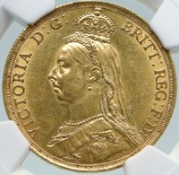 1887 GREAT BRITAIN Antique UK Queen Victoria Gold 2 Sovereign Coin NGC i87386