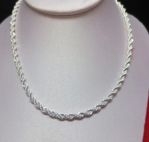 24 ZOLL STERLINGSILBER PLATTIERT 4 MM SEIL KETTE HALSKETTE - Bild 1 von 1