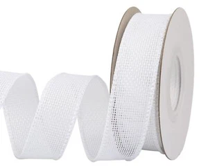 Burlap Wired Edge Ribbon 1 inch x 10 Yards White Ideal for Crafting Gift Wrap... - Picture 1 of 7