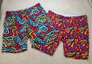 Lote de 2 Pantalones Cortos de Golf Hreski Para Hombres Talla 38 Multicolor Estampado Fuerte Elastizados 10" - Imagen 1 de 15
