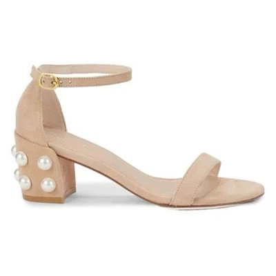 Sandalias Stuart Weitzman simples de gamuza con tacón bloque de perlas neutras desnudas talla 11 nuevas sin caja Foto 1 de 4