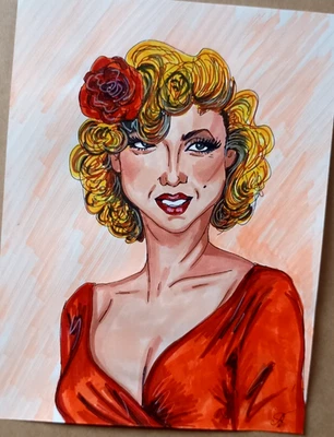 Pintura de retrato de Marilyn Monroe arte icónico de estrellas de Hollywood 8x6"" Foto 1 de 2