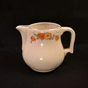 Hall Jug Pitcher Orange Poppy Radiance #5 w/Platinum Trim Blue Green 1933-1953 - Picture 1 of 15