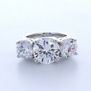 ANILLO CLÁSICO DE TRES PIEDRAS DE ORO DE 14K CORTE REDONDO E/SI1 DIAMANTE NATURAL 7,1 CTW - Imagen 1 de 8