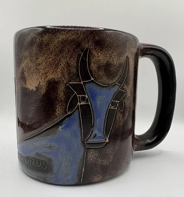 Taza Horóscopo Zodiaco Tauro Gres Mexicano Diseño por Mara 16oz Firmada Foto 1 de 4