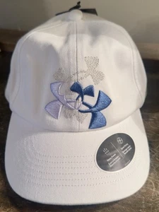 NEW UNDER ARMOUR UA Youth Girls Snapback Hat ONE SIZE White w/Silver, Blue Logo - Picture 1 of 8