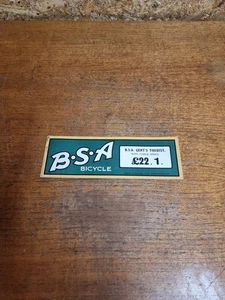 Bsa Gents Tourist Three Speed Bicycle Cycle Card Price Tag Advertising Cycles - Picture 1 of 5