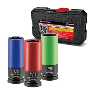 Powerbuilt 3 Piece Zeon SAE Lug Nut Socket Set for Damaged Lug Nuts - 240097 - Picture 1 of 6
