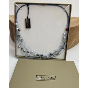 Nuova collana Honora galleggiante perle d'acqua dolce multi 12 fili filo illusione - Foto 1 di 10