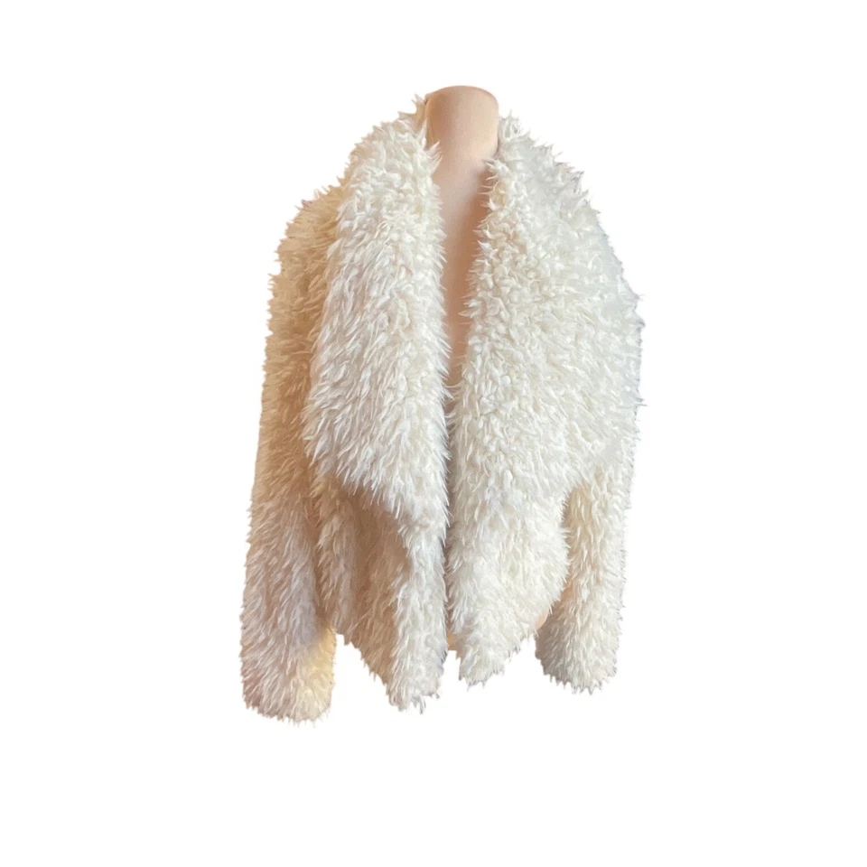 NUEVO CON ETIQUETAS Chaqueta Corta Decree Fuzzy Imitación Piel de Cordero Sherpa Cuello Solapa Festival Boho Foto 1 de 4