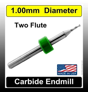 1.00mm End Mill Premium Carbide 2-Flute ONE Piece Made in USA 1mm 1.0 UMT110 - Picture 1 of 5