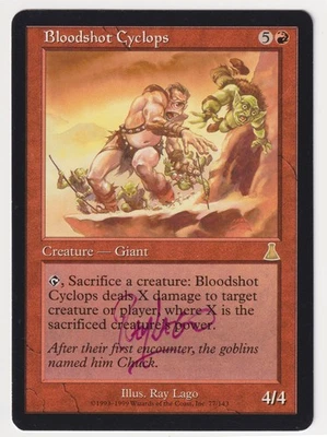 Signed Bloodshot Cyclops Proof MP Urza's Destiny Artist Ray Lago MTG Magic AP! - Image 1 of 2