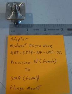 Adapter Midwest Microwave ADT-2579-NF-SMF-02 Flange Mount Bulkhead Passthrough - Picture 1 of 5