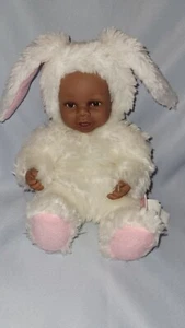 Vtg Anne Geddes Baby Bunnie 1997 African American Doll Rabbit Suit 9" - Picture 1 of 5