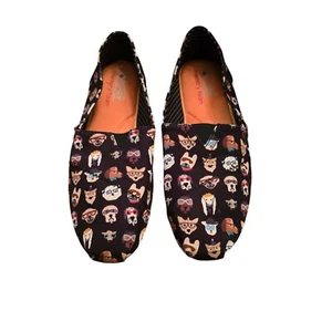 Skechers BOBS Slip-On Shoes Women’s 11 Dog Print Memory Foam Comfort Black - Picture 1 of 8